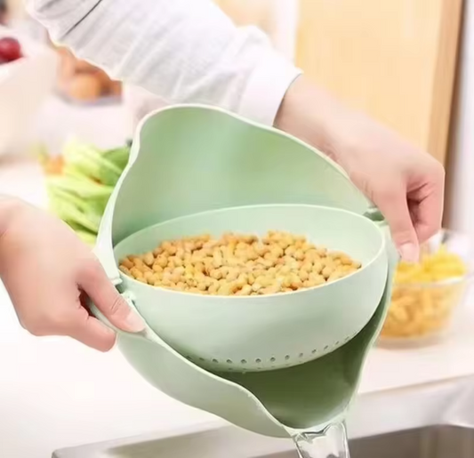 Colador de Cocina Giratorio Flexible de Doble Capa, Libre de BPA, de PP de Grado Alimenticio, Colador de Ensaladas con Flujo de Agua