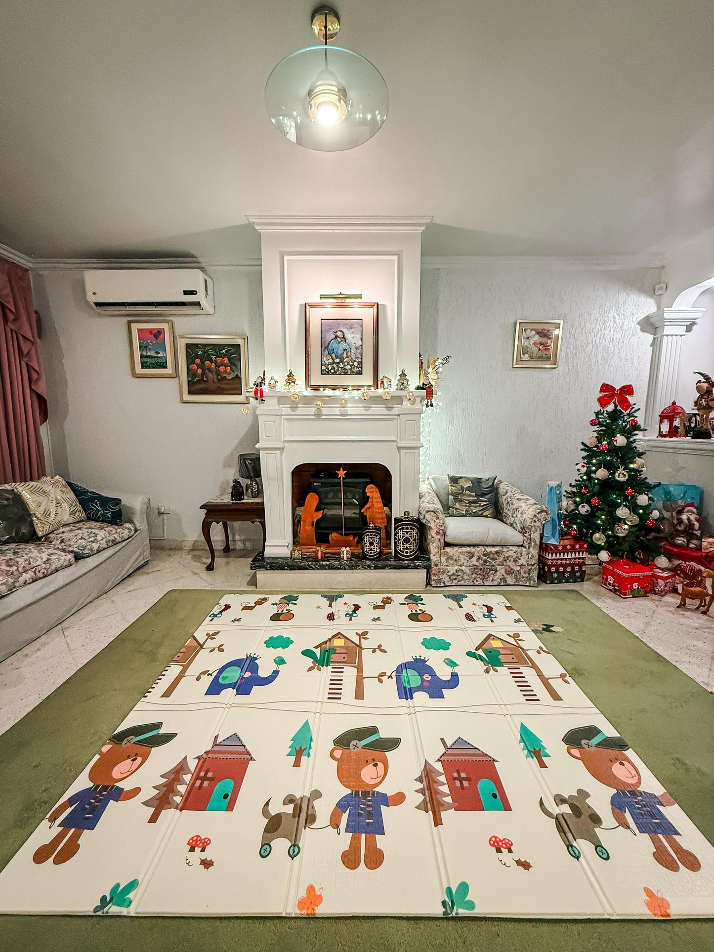 Alfombrilla de Juego plegable para bebé, alfombrilla para gatear, Reversible, impermeable, portátil, de doble cara, alfombrilla para gimnasio para bebé